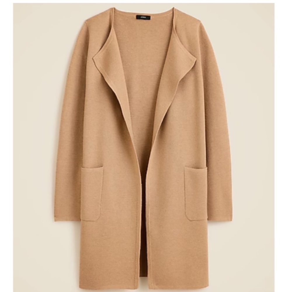 J. Crew Tan Cardigan Sweater with Open Front Design